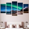 Northern Light Aurora 01 - Nature 5 Panel Canvas Art Wall Decor