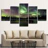 Northern Lights 2 - Nature 5 Panel Canvas Art Wall Decor