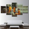 Novices Monk Vipassana Meditation Buddhism - Religion 5 Panel Canvas Art Wall Decor