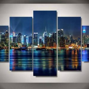 Nyc Cityscape New York City 05 - Nature 5 Panel Canvas Art Wall Decor