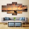 Ocean Sea Surf At Sunrise Sunset On Beach - Ocean 5 Panel Canvas Art Wall Decor