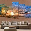 Ocean Sea Wave Sunset Seascape 1 - Nature 5 Panel Canvas Art Wall Decor