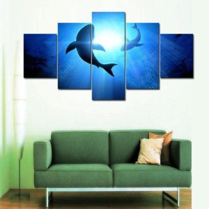 Ocean Sharks - Animal 5 Panel Canvas Art Wall Decor