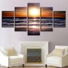 Ocean Sunset - Nature 5 Panel Canvas Art Wall Decor