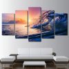 Ocean Wave Blue Sea Sky - Nature 5 Panel Canvas Art Wall Decor