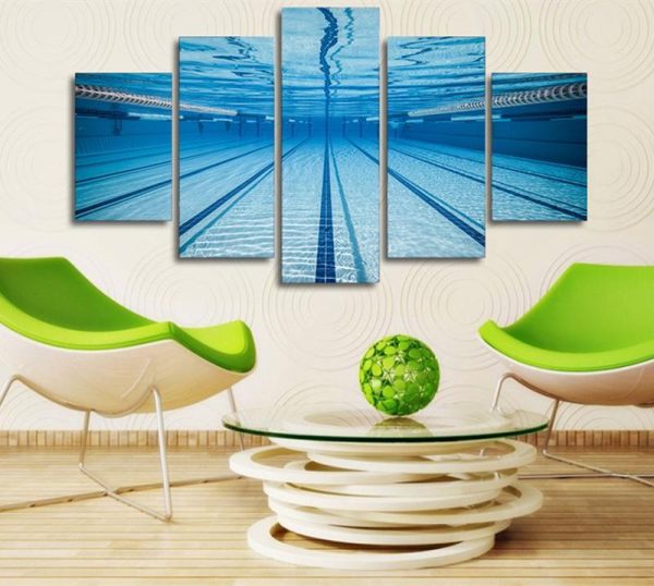 Oil Wimming Pool Underwater Landscape - Nature 5 Panel Canvas Art Wall Decor