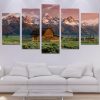 Old Barn Against The Rocky Mountains - Nature 5 Panel Canvas Art Wall Decor