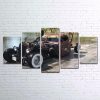 Old Hot Rod Rat Rod Patina Distressed Car - Automative 5 Panel Canvas Art Wall Decor