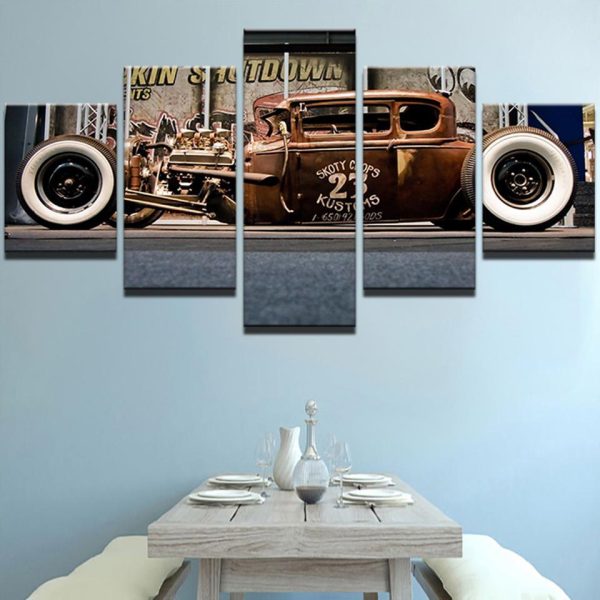 Old Vintage Car - Automative 5 Panel Canvas Art Wall Decor