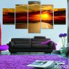 Orange And Red Sunset - Sapce 5 Panel Canvas Art Wall Decor