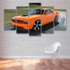 Orange Dodge Challenger Muscle Car - Automative 5 Panel Canvas Art Wall Decor