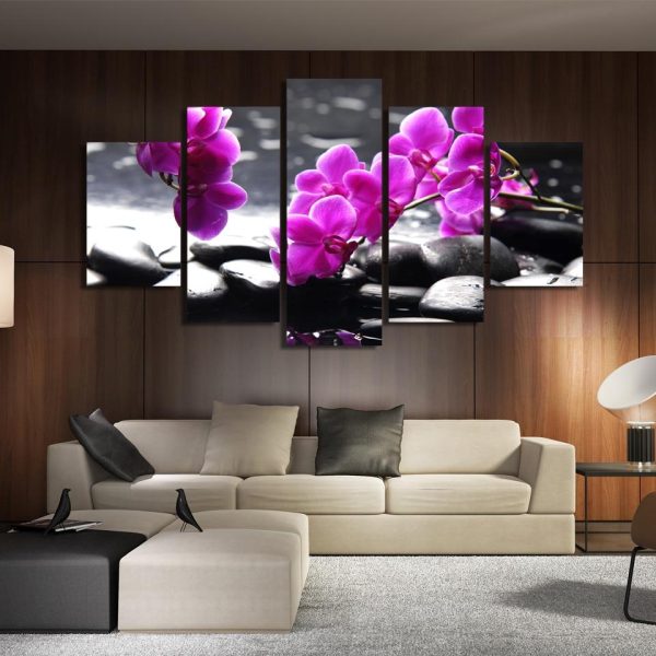 Orchid Flower - Nature 5 Panel Canvas Art Wall Decor