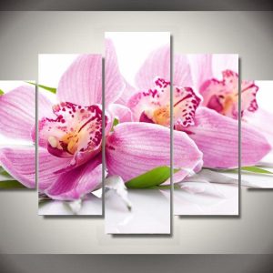 Orchid Flowers - Nature 5 Panel Canvas Art Wall Decor