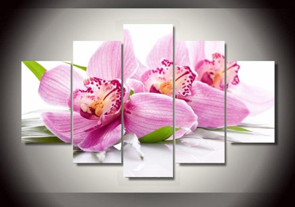 Orchid Flowers - Nature 5 Panel Canvas Art Wall Decor