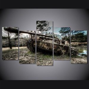 Oruzhie Tank - Army 5 Panel Canvas Art Wall Decor