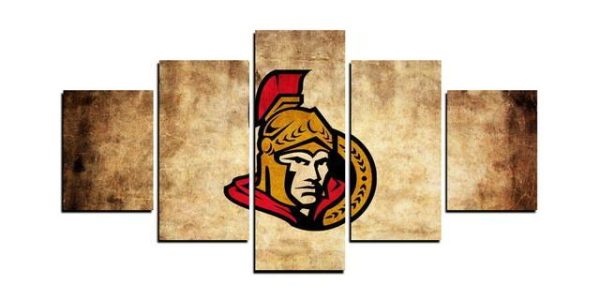 Ottawa Senators Nhl Team Retro - Sport 5 Panel Canvas Art Wall Decor