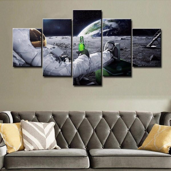 Outer Space - Aircraft 5 Panel Canvas Art Wall Decor