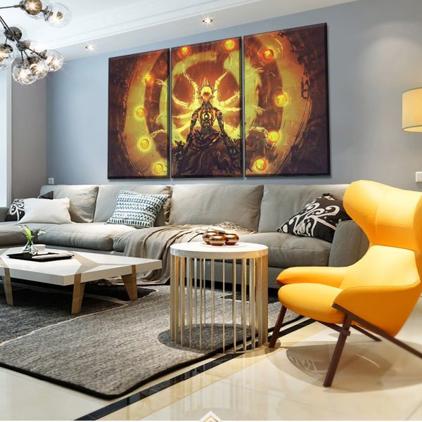 Overwatch Zenyatta Poster 1 Gaming 3 Pieces - 3 Panel Canvas Art Wall Decor