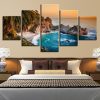 Palm Tree Beach - Ocean 5 Panel Canvas Art Wall Decor