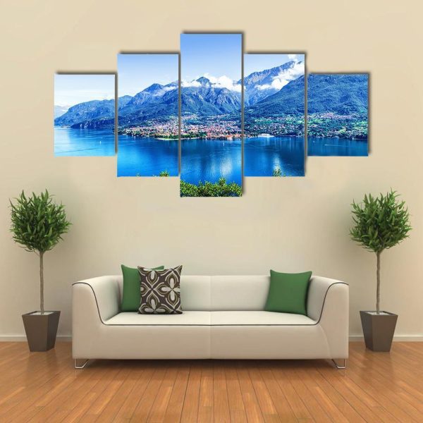 Panorama Of Como Lake - Nature 5 Panel Canvas Art Wall Decor