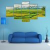 Panorama Of The Paddy Rice Field - Nature 5 Panel Canvas Art Wall Decor