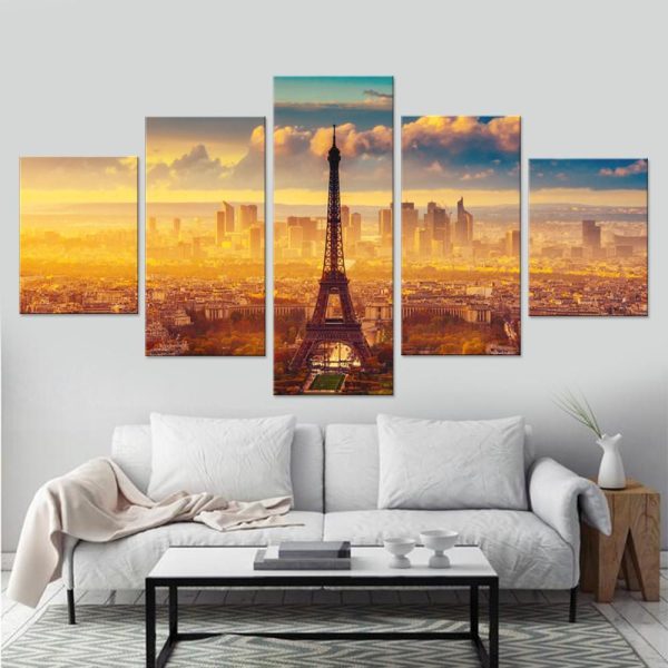 Paris City 5 Panel Canvas Art Wall Decor