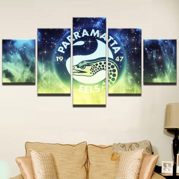 Parramatta Eels NRL Football - 5 Panel Canvas Art Wall Decor