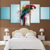 Parrot Green - Animal 5 Panel Canvas Art Wall Decor