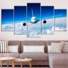 Passenger Airplane Stretched - Airplane 5 Panel Canvas Art Wall Decor