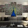 Peacock Show - Animal 5 Panel Canvas Art Wall Decor