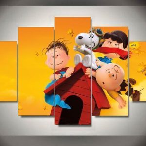 Peanuts - Snoopy - The Peanuts Gang In Christmas 4 - Cartoon 5 Panel Canvas Art Wall Decor