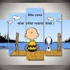 Peanuts - Snoopy - The Peanuts Gang In Christmas 6 - Cartoon 5 Panel Canvas Art Wall Decor