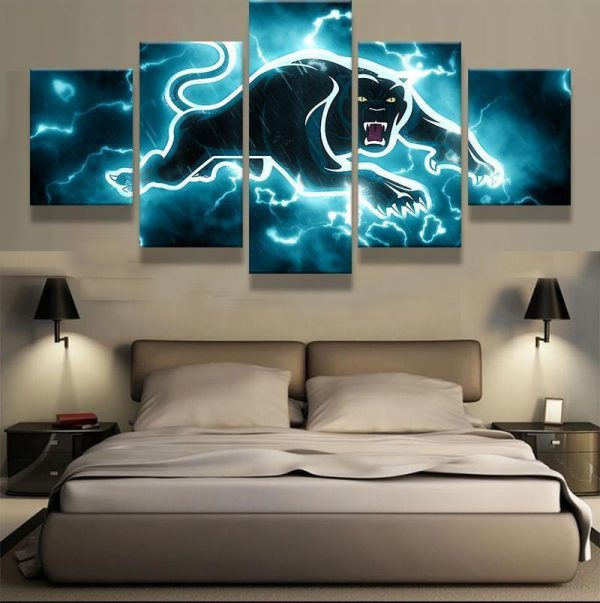 Penrith Panthers NRL Football - 5 Panel Canvas Art Wall Decor