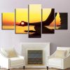 Perfectly Timed Beach Sunset - Nature 5 Panel Canvas Art Wall Decor