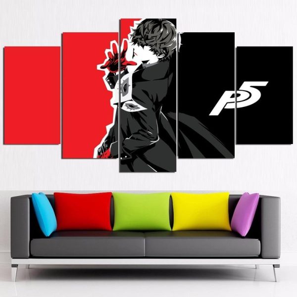 Persona 5 Joker 1 Game - 5 Panel Canvas Art Wall Decor