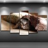 Pet Cat Face Animal Kitten - Animal 5 Panel Canvas Art Wall Decor