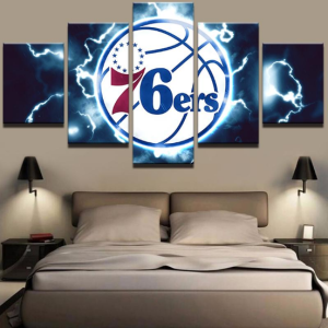 Philadelphia 76Ers Basketball NBA Sport - 5 Panel Canvas Art Wall Decor