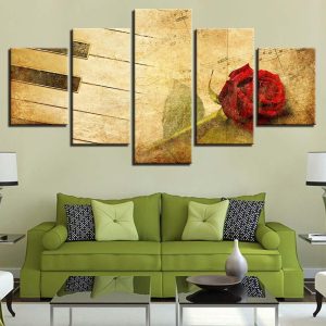 Piano Keys Flowers And Music - Music 5 Panel Canvas Art Wall Decor