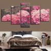 Pink Flowers 2 - Nature 5 Panel Canvas Art Wall Decor