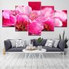 Pink Flowers - Nature 5 Panel Canvas Art Wall Decor