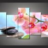 Pink Orchid 1 - Nature 5 Panel Canvas Art Wall Decor