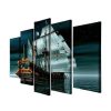 Pirate Ship Landscape - Space 5 Panel Canvas Art Wall Decor