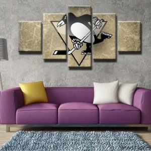 Pittsburgh Penguins Team Logo - Sport 5 Panel Canvas Art Wall Decor