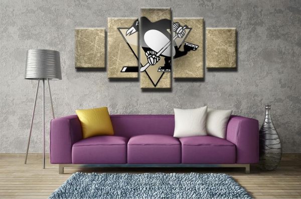 Pittsburgh Penguins Team Logo - Sport 5 Panel Canvas Art Wall Decor