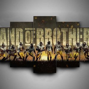 Pittsburgh Steelers Football Band of Brothers Football - 5 Panel Canvas Art Wall Decor