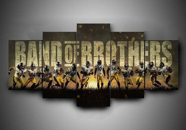 Pittsburgh Steelers Football Band of Brothers Football - 5 Panel Canvas Art Wall Decor