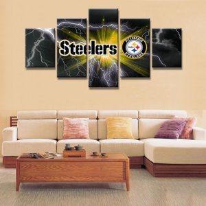 Pittsburgh Steelers Logo Football - 5 Panel Canvas Art Wall Decor