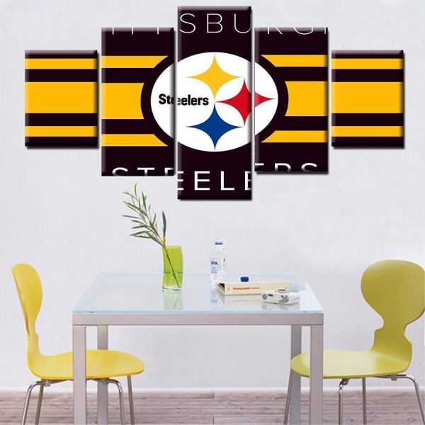 Pittsburgh Steelers Logo Poster 1 Football - 5 Panel Canvas Art Wall Decor