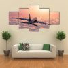 Plane Flying Above The Clouds - Airplane 5 Panel Canvas Art Wall Decor