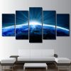 Planet Blue - Space 5 Panel Canvas Art Wall Decor